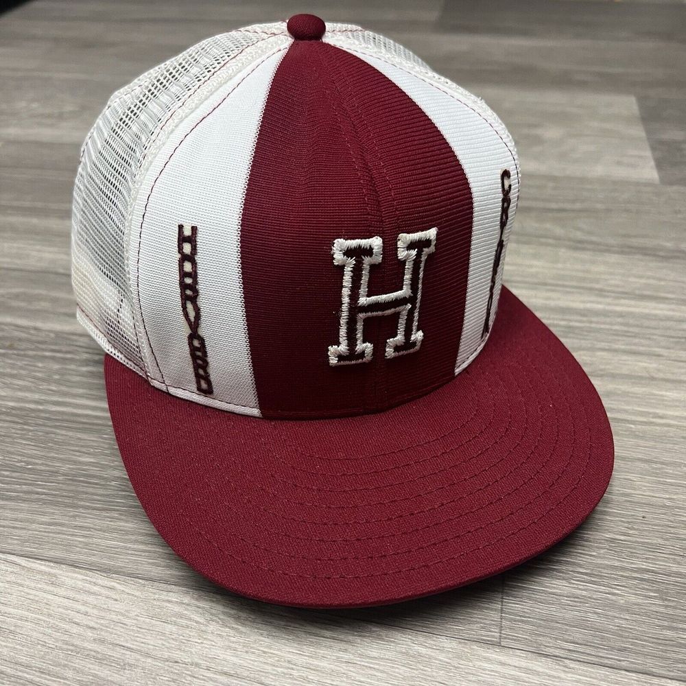 Vintage 80s AJD Lucky Stripes Harvard‎ Crimson Snapback Hat Trucker Cap RARE